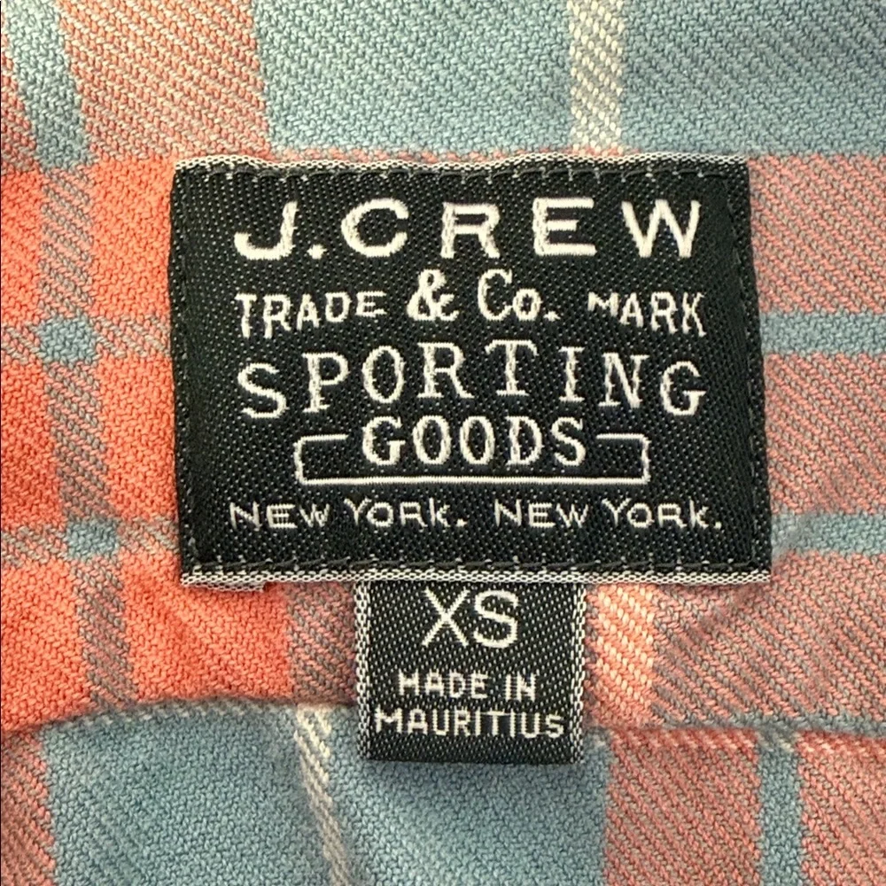 J.Crew Sporting Goods Plaid Button Shirt XS Orange Blue Cotton